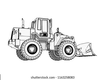 sketch of a construction bulldozer vector