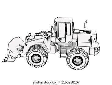 sketch of a construction bulldozer vector