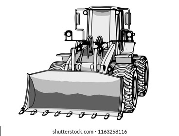 sketch of a construction bulldozer vector