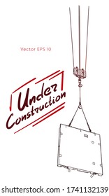 Sketch. Construction crane hook. Vector hand draw