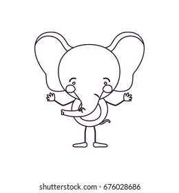 sketch contour caricature of cute elephant happiness expression vector illustration