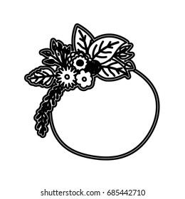 sketch contour of decorative frame with bouquet flowers ornaments vector illustration