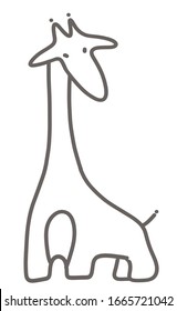 Sketch, contour of a giraffe, gray lines. Suitable for logo, favicon, website icon, symbol, coloring