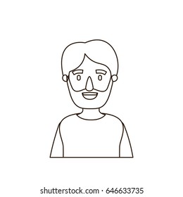 sketch contour half body man bearded vector illustration