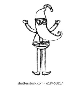sketch contour of santa claus with long beard vector illustration