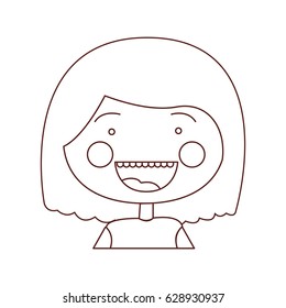 sketch contour smile expression cartoon half body woman with short hairstyle vector illustration