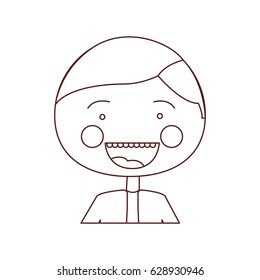 sketch contour smile expression cartoon half body male with formal suit vector illustration