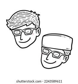Sketch Cool handsome man with songkok style eyeglasses white Background vector modern illustration
