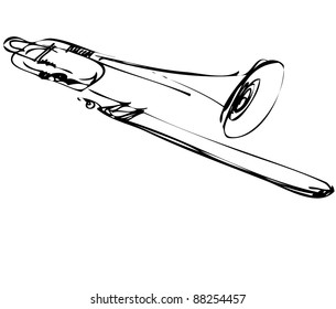 a Sketch of copper musical instrument trombone