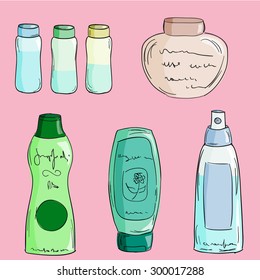Sketch of cosmetic vials set
