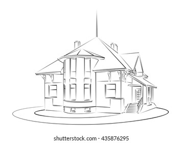 Sketch of country house.