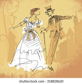 sketch of a couple