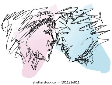 sketch of couple faces