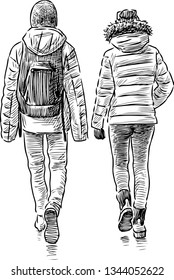 Sketch of a couple of teens students