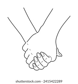 Sketch of couples holding hands. Line art or doodle style. Vector.