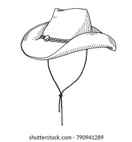Sketch of cowboy hat isolated on white background. Vector