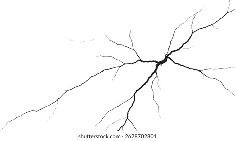 Sketch crack texture with earthquake effect. Ground break lines and surface fracture on old wall. Ideal for vintage grunge design and realistic cracked backgrounds.