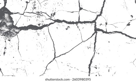 Sketch crack texture. Ground cracks, breaks on land surface from earthquake. old wall background crack vector.	
