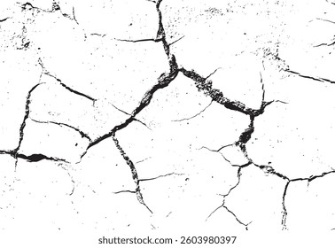 Sketch crack texture. Ground cracks, breaks on land surface from earthquake. old wall background crack vector.	
