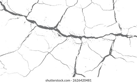 Dibuja textura de grieta. Grietas de tierra, roturas en la superficie terrestre del terremoto. Vector de grietas de fondo de pared vieja.	
