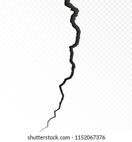 Sketch crack texture isolated on transparent background. Surface cracked ground. Split terrain after earthquake. Vector illustration 