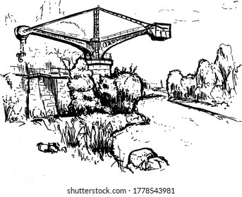 boceto de una grúa en Dresden