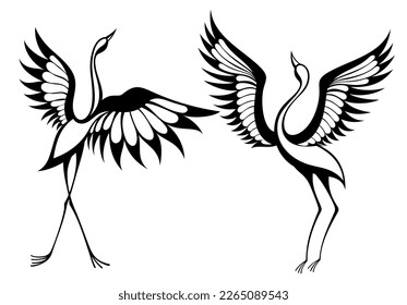 Sketch of crane. Illustration converted to vector