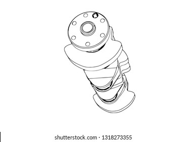 sketch crankshaft vector
