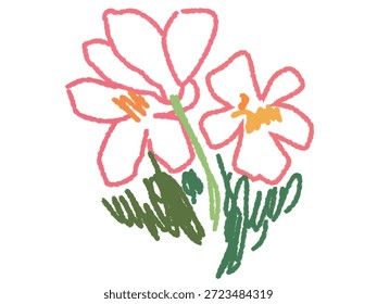 Colección simple moderna del cartel del arte de la flor del estilo del crayón del boceto o del cartel. Plantas de tinta, carbón, lápiz o tiza o dibujo de Elementos florales. Colorido conjunto de Ilustración vectorial de flores dibujadas a mano.
