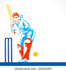 sketch cricket play ready to hit the ball design vector