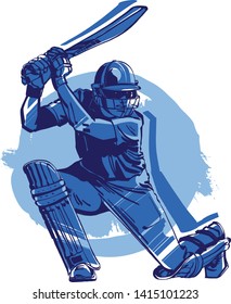 the sketch of a cricket player