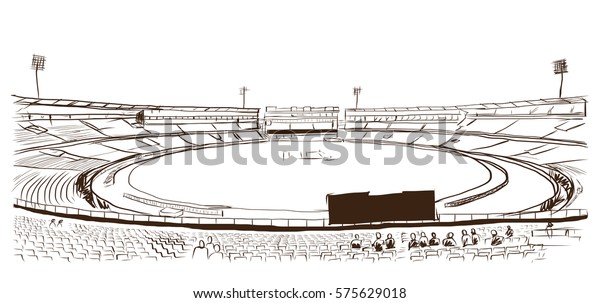 Sketch of cricket stadium\
in vector.