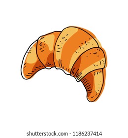 Sketch Croissant On White Background. Vector Illustration.