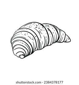 Sketch croissant on white background. Doodle Vector Illustration. Best for menu, design, flyers, banners