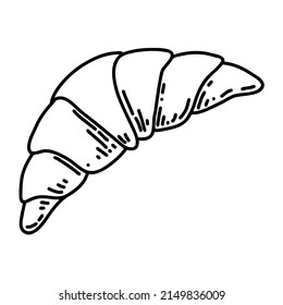Sketch of Croissant. Vector illustration of Bakery product. Simple hand drawn bread in doodle style for icon or logo