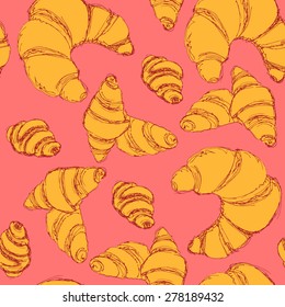 Sketch croissants set in vintage style, vector