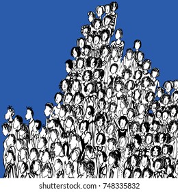 Sketch of crowd of people 