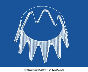 sketch of crown on a blue background vector
