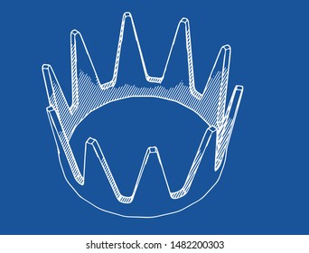 sketch of crown on a blue background vector