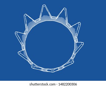 sketch of crown on a blue background vector