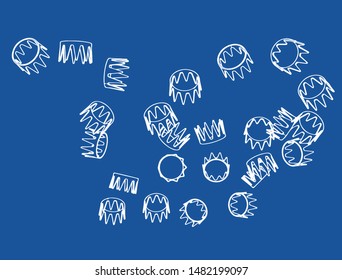 sketch crown set on a blue background vector