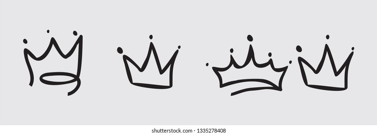 	
Sketch crown. Simple graffiti crowning, elegant queen or king crowns hand drawn - Vector