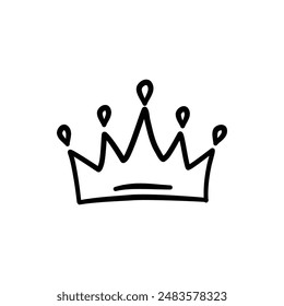 Sketch crown. Simple graffiti crowning, elegant queen or king crowns hand drawn. Royal imperial coronation symbol, monarch majestic jewel tiara isolated icon vector illustration on white background