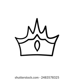 Sketch crown. Simple graffiti crowning, elegant queen or king crowns hand drawn. Royal imperial coronation symbol, monarch majestic jewel tiara isolated icon vector illustration on white background