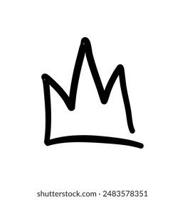 Sketch crown. Simple graffiti crowning, elegant queen or king crowns hand drawn. Royal imperial coronation symbol, monarch majestic jewel tiara isolated icon vector illustration on white background