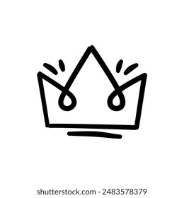 Sketch crown. Simple graffiti crowning, elegant queen or king crowns hand drawn. Royal imperial coronation symbol, monarch majestic jewel tiara isolated icon vector illustration on white background