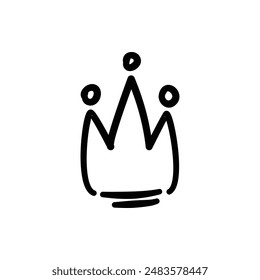 Sketch crown. Simple graffiti crowning, elegant queen or king crowns hand drawn. Royal imperial coronation symbol, monarch majestic jewel tiara isolated icon vector illustration on white background