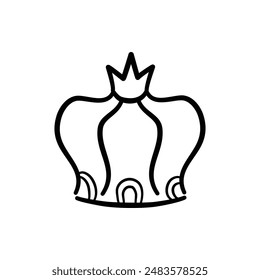 Sketch crown. Simple graffiti crowning, elegant queen or king crowns hand drawn. Royal imperial coronation symbol, monarch majestic jewel tiara isolated icon vector illustration on white background