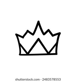 Sketch crown. Simple graffiti crowning, elegant queen or king crowns hand drawn. Royal imperial coronation symbol, monarch majestic jewel tiara isolated icon vector illustration on white background