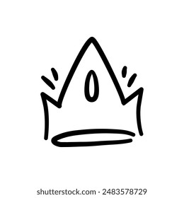 Sketch crown. Simple graffiti crowning, elegant queen or king crowns hand drawn. Royal imperial coronation symbol, monarch majestic jewel tiara isolated icon vector illustration on white background